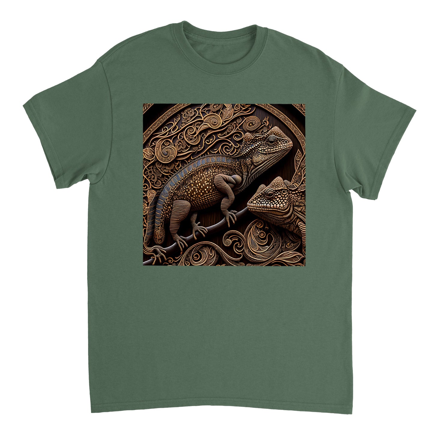 3D Wooden Animal Art - Heavyweight Unisex Crewneck T-shirt 64