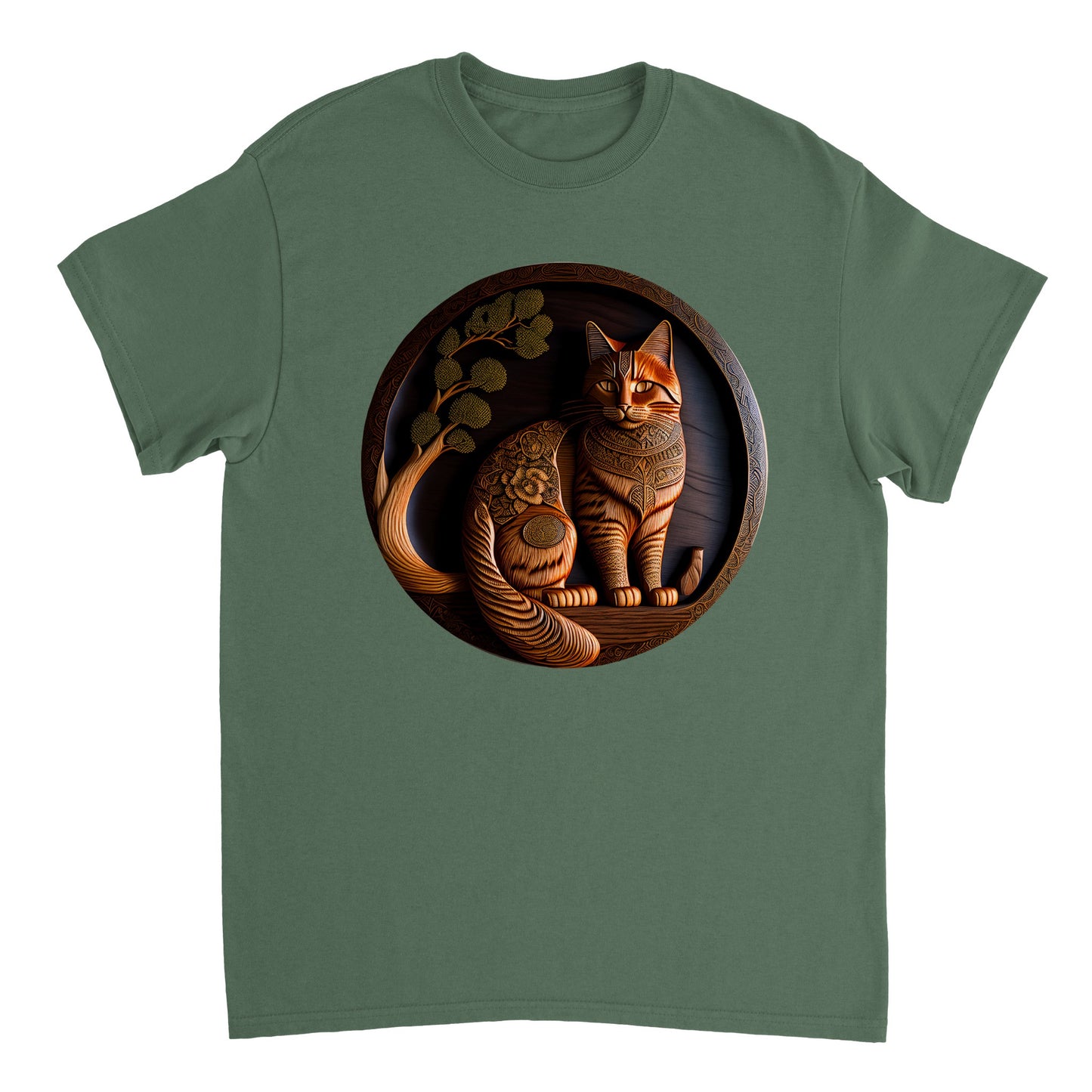 3D Wooden Animal Art - Heavyweight Unisex Crewneck T-shirt 40