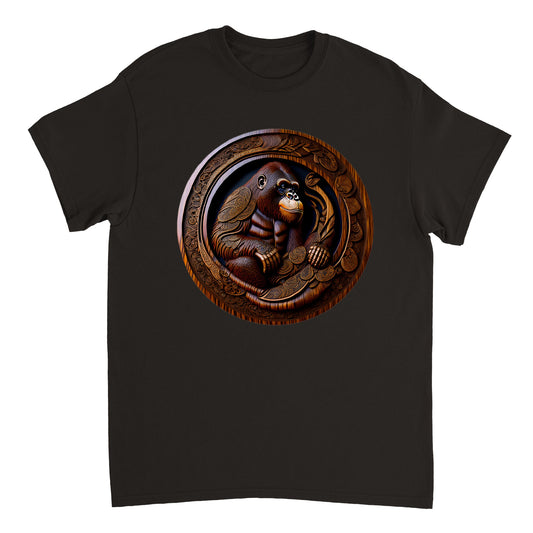 3D Wooden Animal Art - Heavyweight Unisex Crewneck T-shirt 2