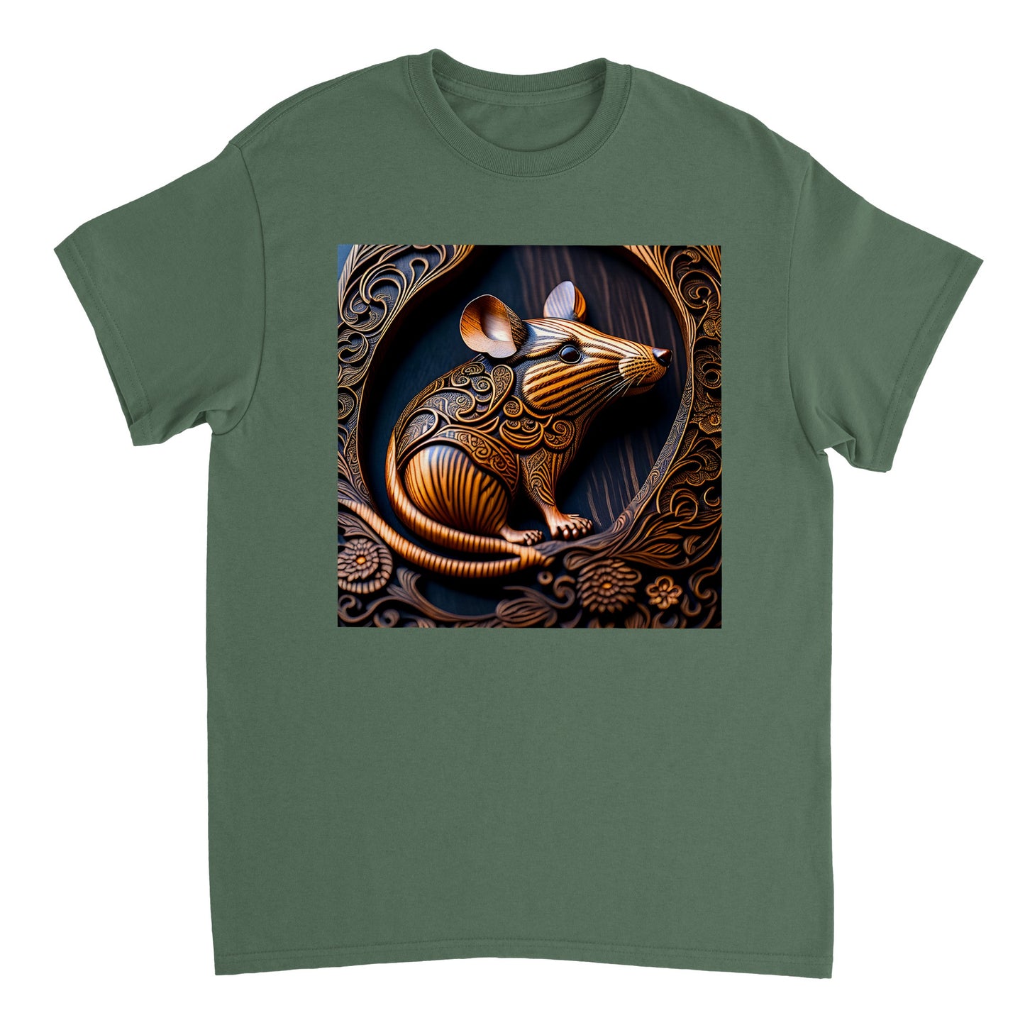 3D Wooden Animal Art - Heavyweight Unisex Crewneck T-shirt 62