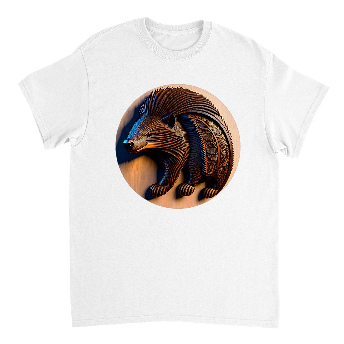 3D Wooden Animal Art - Heavyweight Unisex Crewneck T-shirt 3