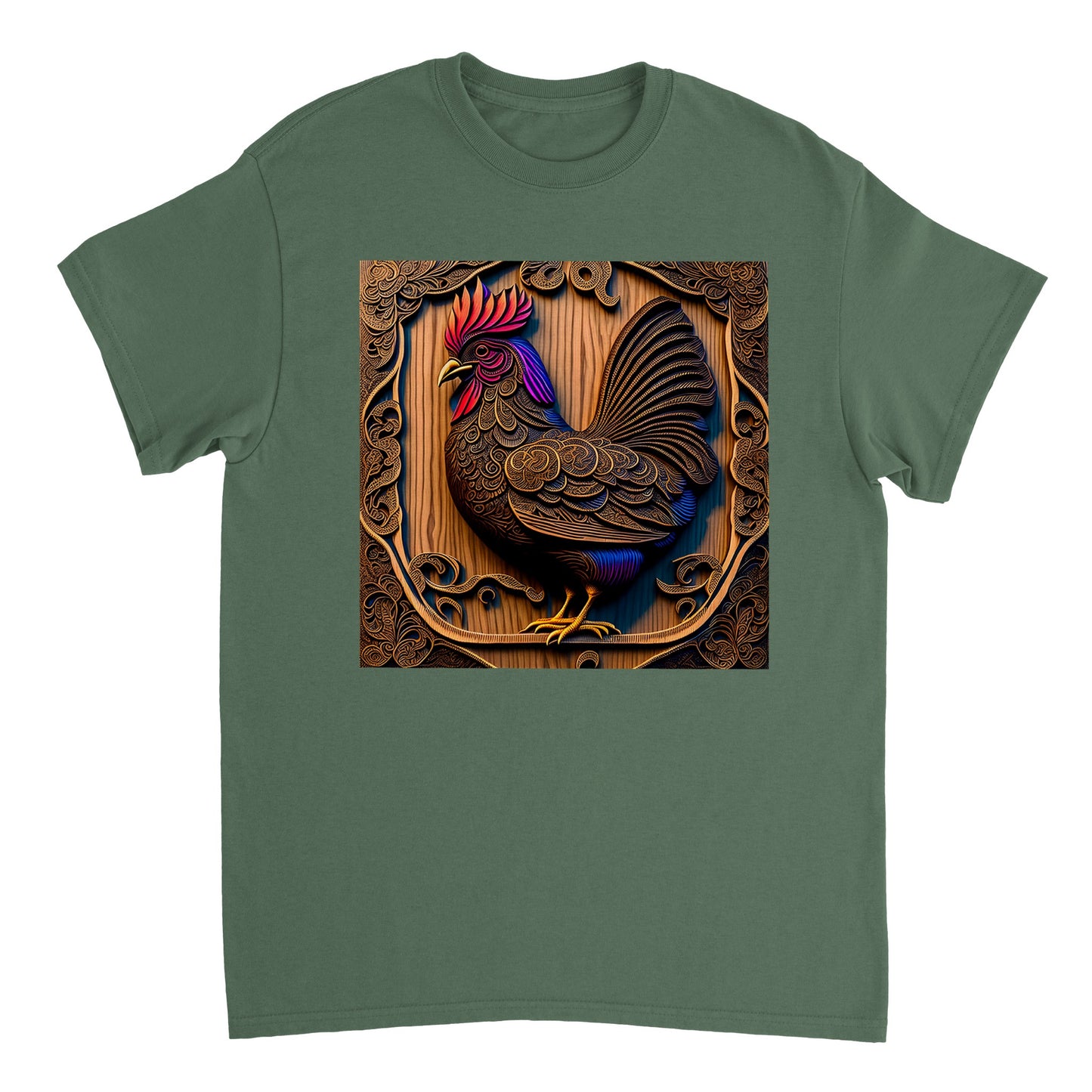 3D Wooden Animal Art - Heavyweight Unisex Crewneck T-shirt 86