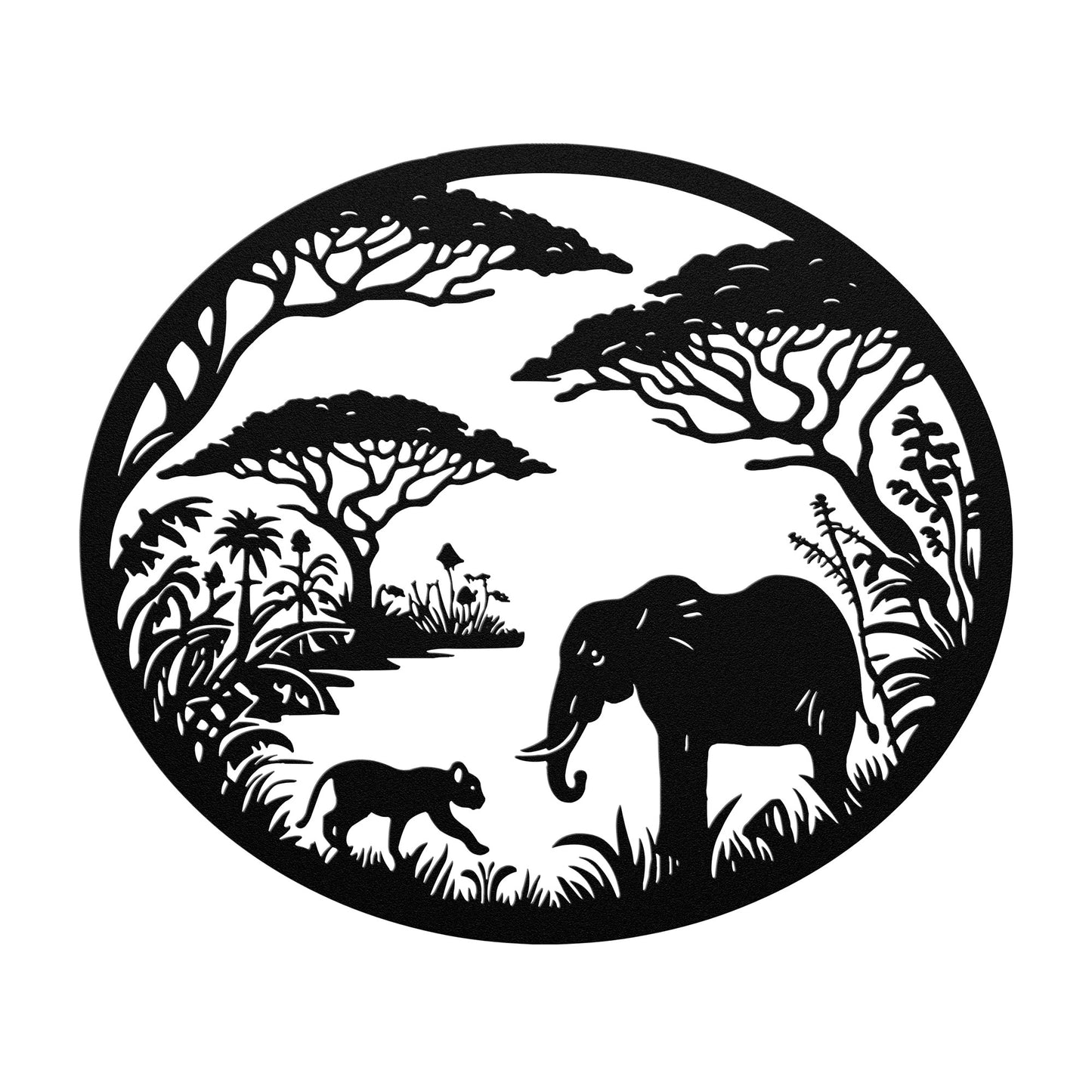African Bush - Die-Cut Metal Wall Art - Elephant #1