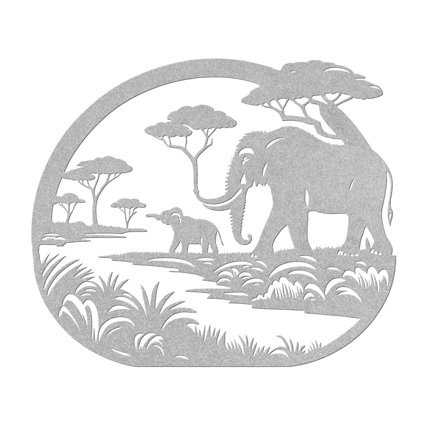 African Bush - Die-Cut Metal Wall Art - Elephant #2