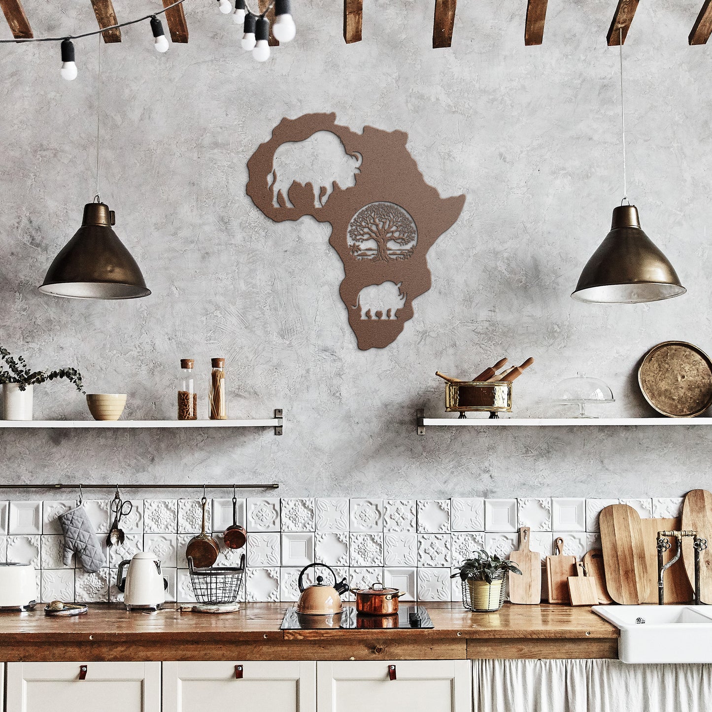 Africa’s Big Five - Die-Cut Metal Wall Art - Buffalo and Rhinoceros #15