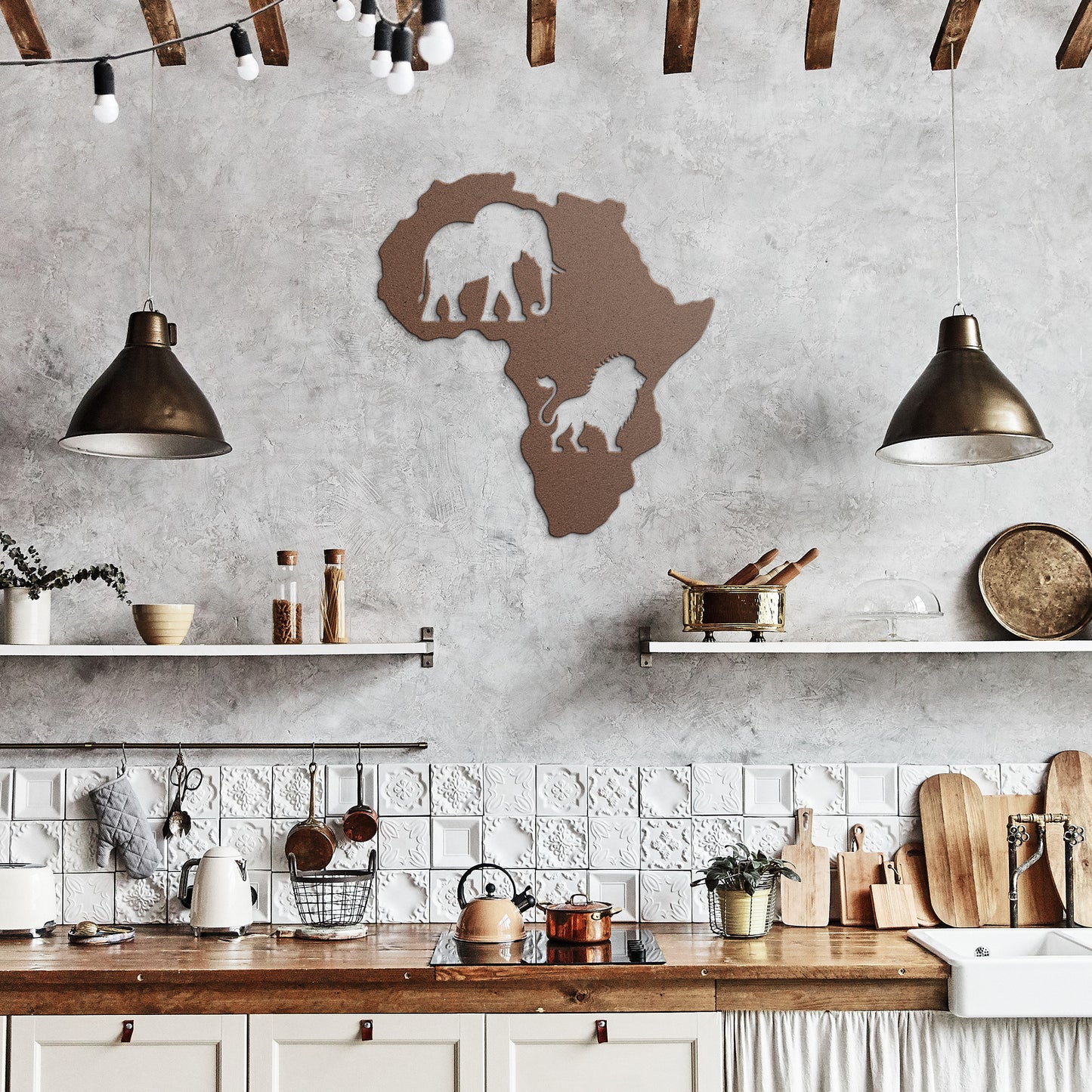 Africa’s Big Five - Die-Cut Metal Wall Art - Elephant and Lion #9