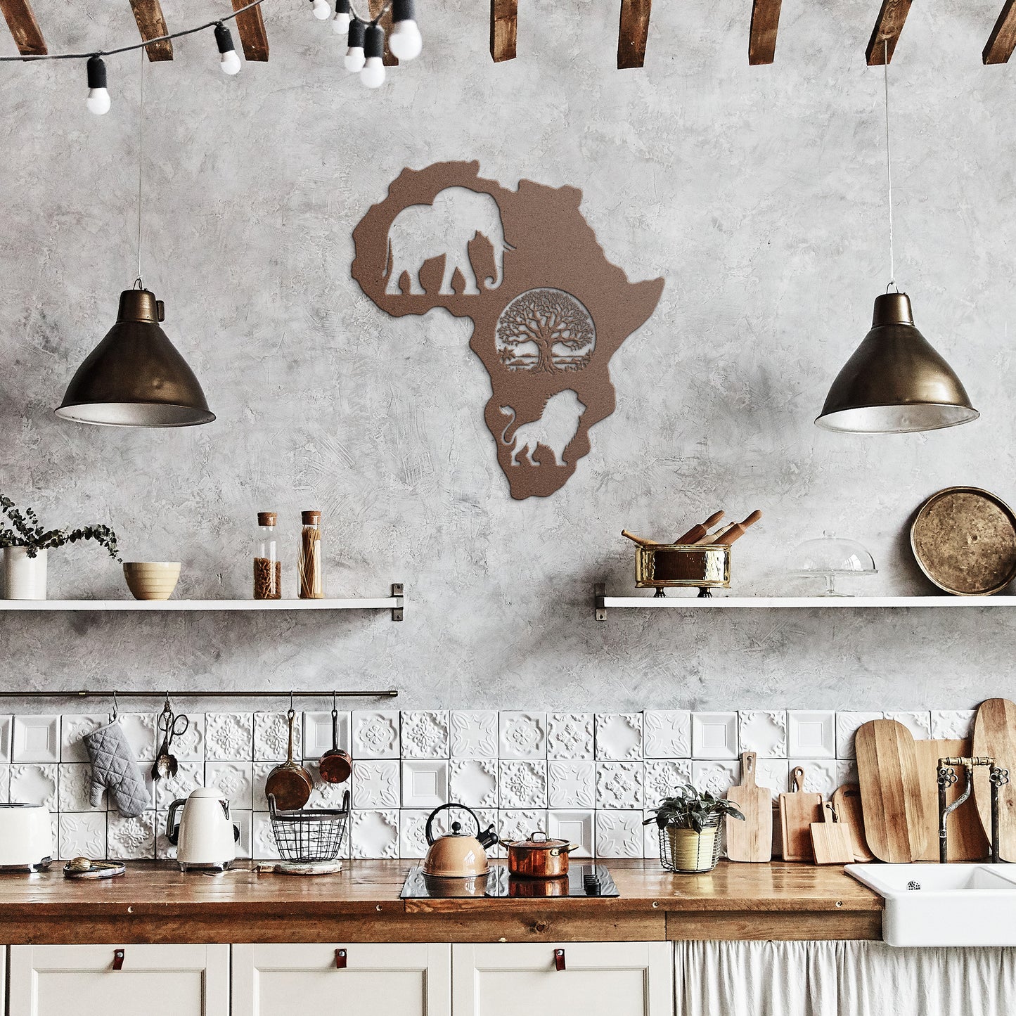 Africa’s Big Five - Die-Cut Metal Wall Art - Elephant and Lion #16