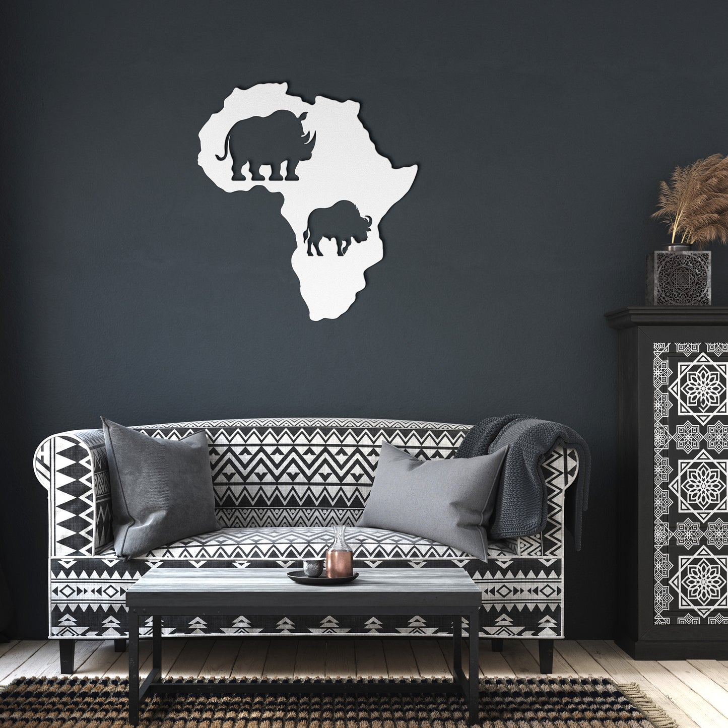 Africa’s Big Five - Die-Cut Metal Wall Art - Rhinoceros and African Buffalo #8