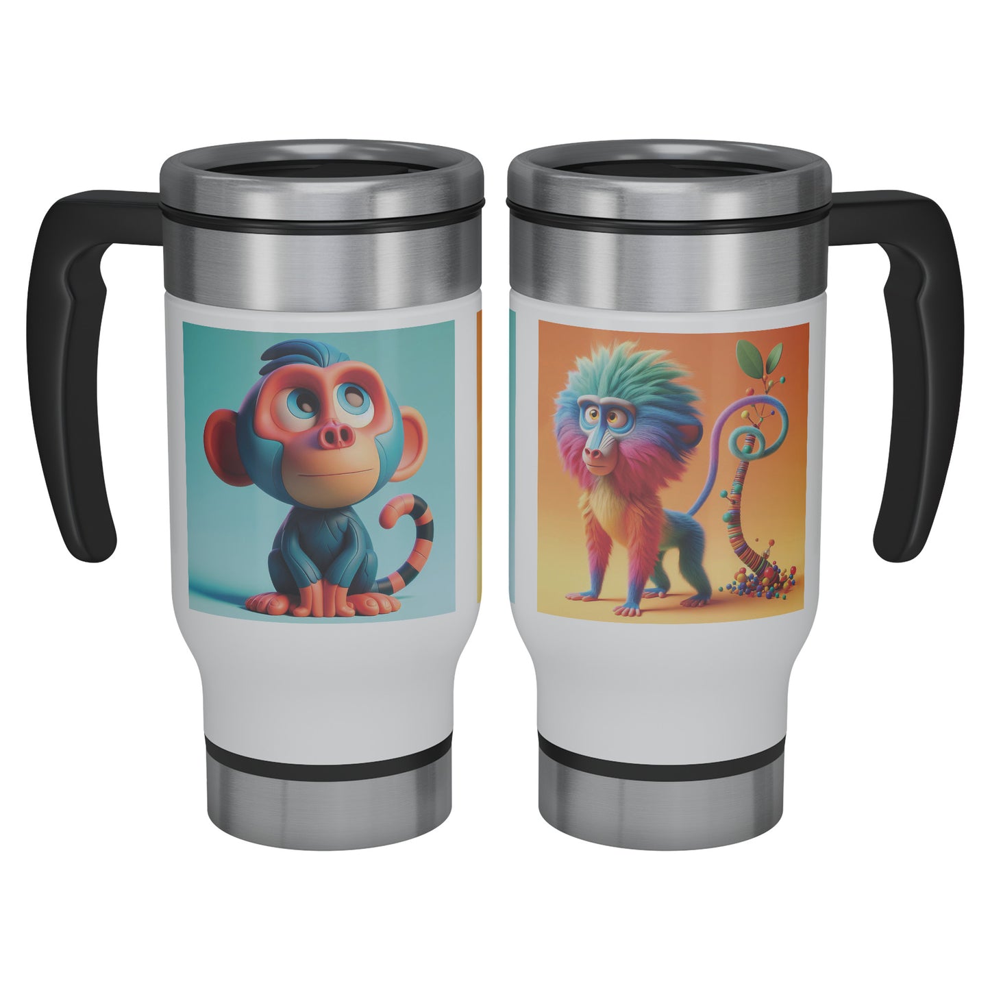 Cute & Adorable Animals - 14oz Travel Mug - Baboons #1