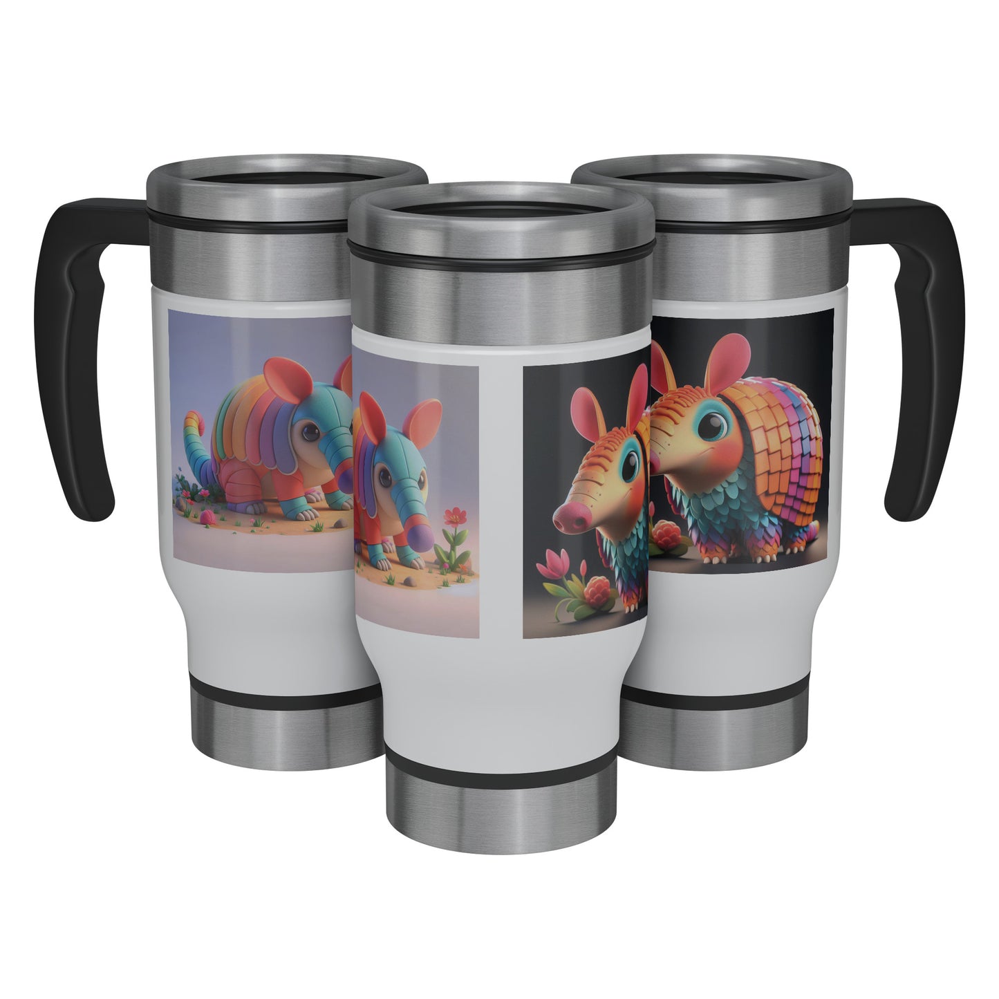 Cute & Adorable Animals - 14oz Travel Mug - Armadillos #1