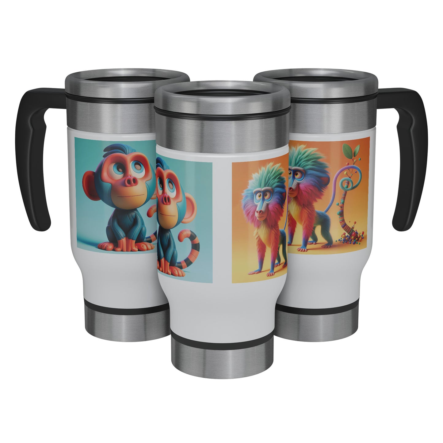 Cute & Adorable Animals - 14oz Travel Mug - Baboons #1