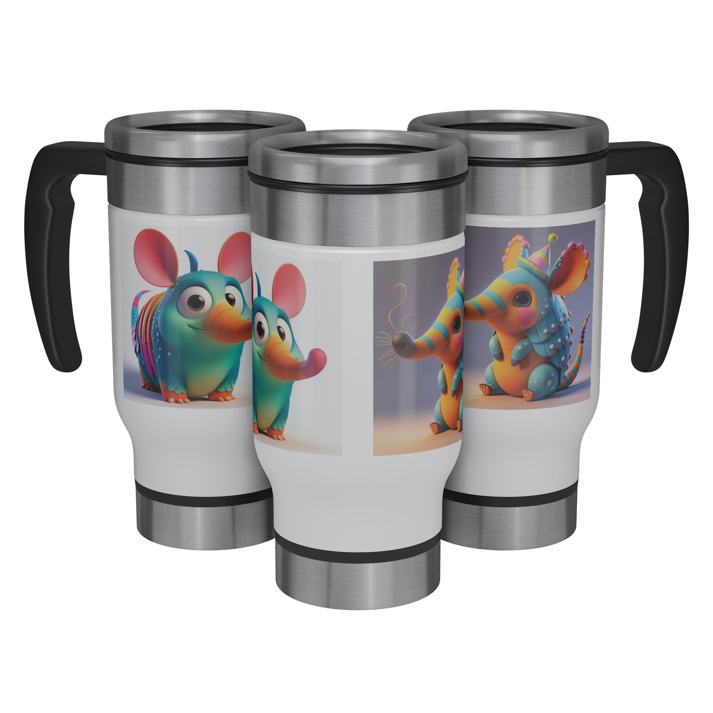 Cute & Adorable Animals - 14oz Travel Mug - Armadillos #2