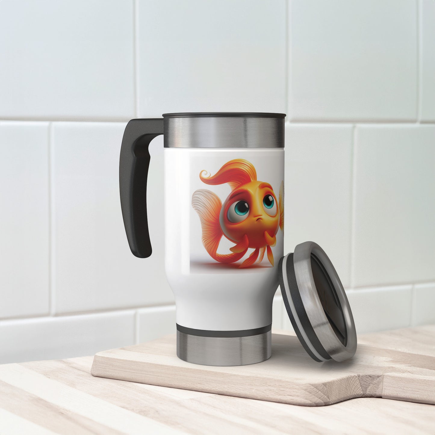 Cute & Adorable Fishes - 14oz Travel Mug - Goldfish #2