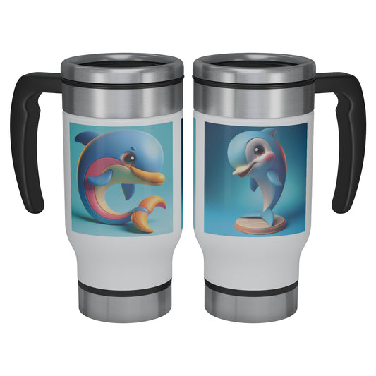 Cute & Adorable Mammals - 14oz Travel Mug - Dolphins #1