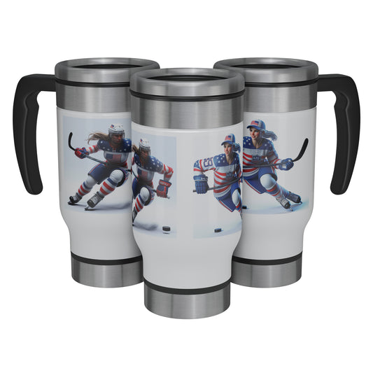 Women Ice Hockey Players - Travel Mug #6