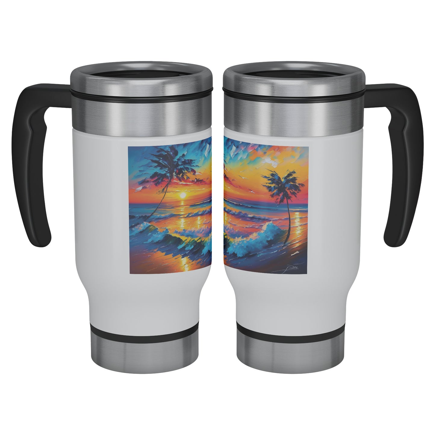 Tropical Island Beach - 14oz Travel Mug #4