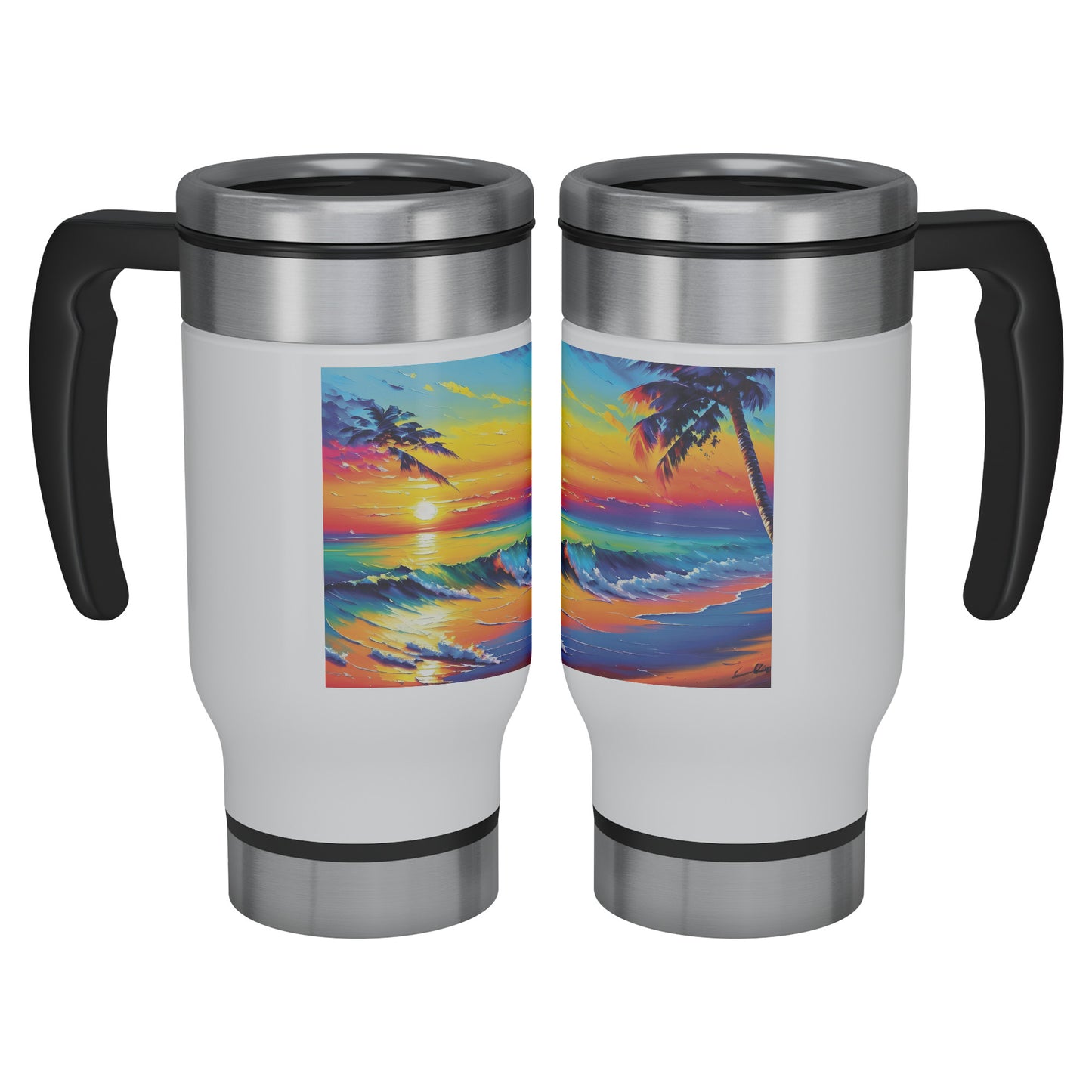 Tropical Island Beach - 14oz Travel Mug #5