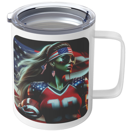 Woman Football Player - Insulated Coffee Mug #1