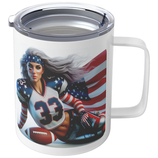 Woman Football Player - Insulated Coffee Mug #12
