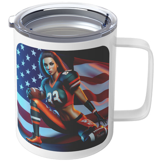 Woman Football Player - Insulated Coffee Mug #10
