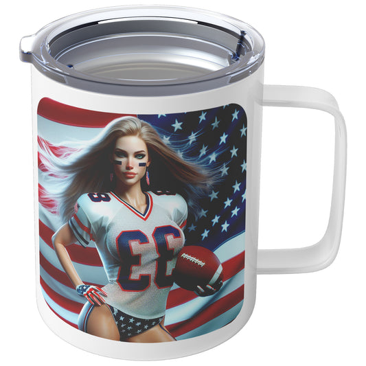 Woman Football Player - Insulated Coffee Mug #17