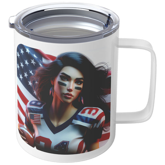 Woman Football Player - Insulated Coffee Mug #26