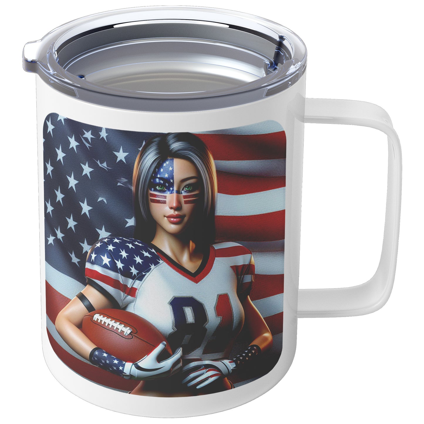 Woman Football Player - Insulated Coffee Mug #18