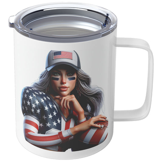 Woman Football Player - Insulated Coffee Mug #27