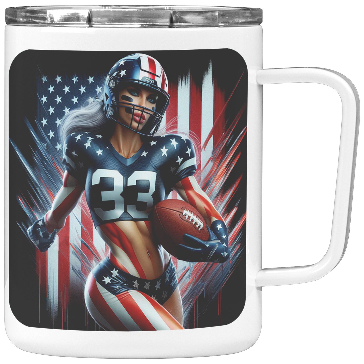 Woman Football Player - Insulated Coffee Mug #6