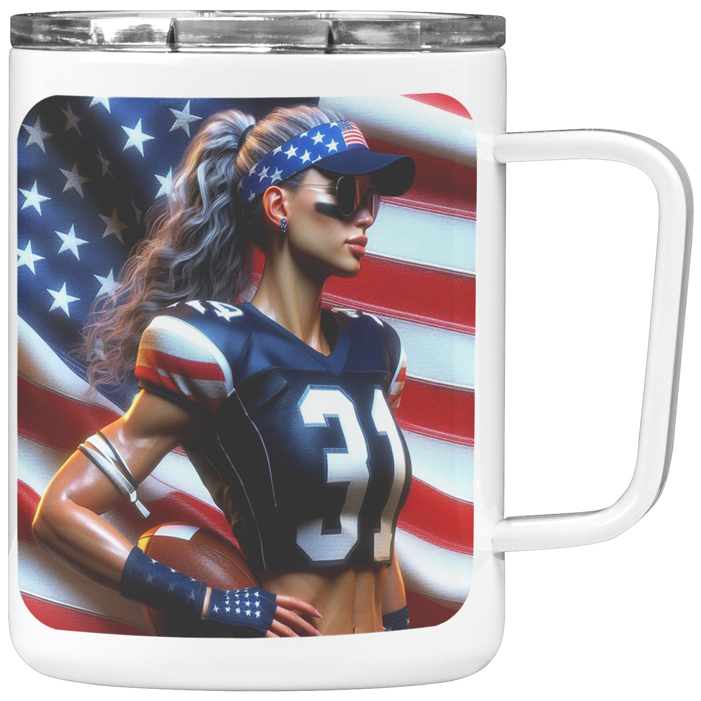 Woman Football Player - Insulated Coffee Mug #49