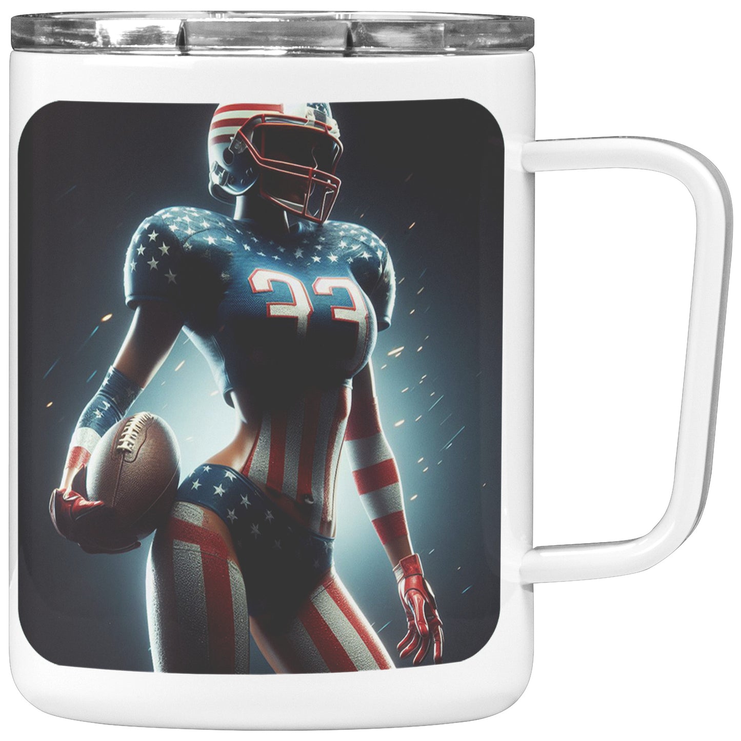 Woman Football Player - Insulated Coffee Mug #32