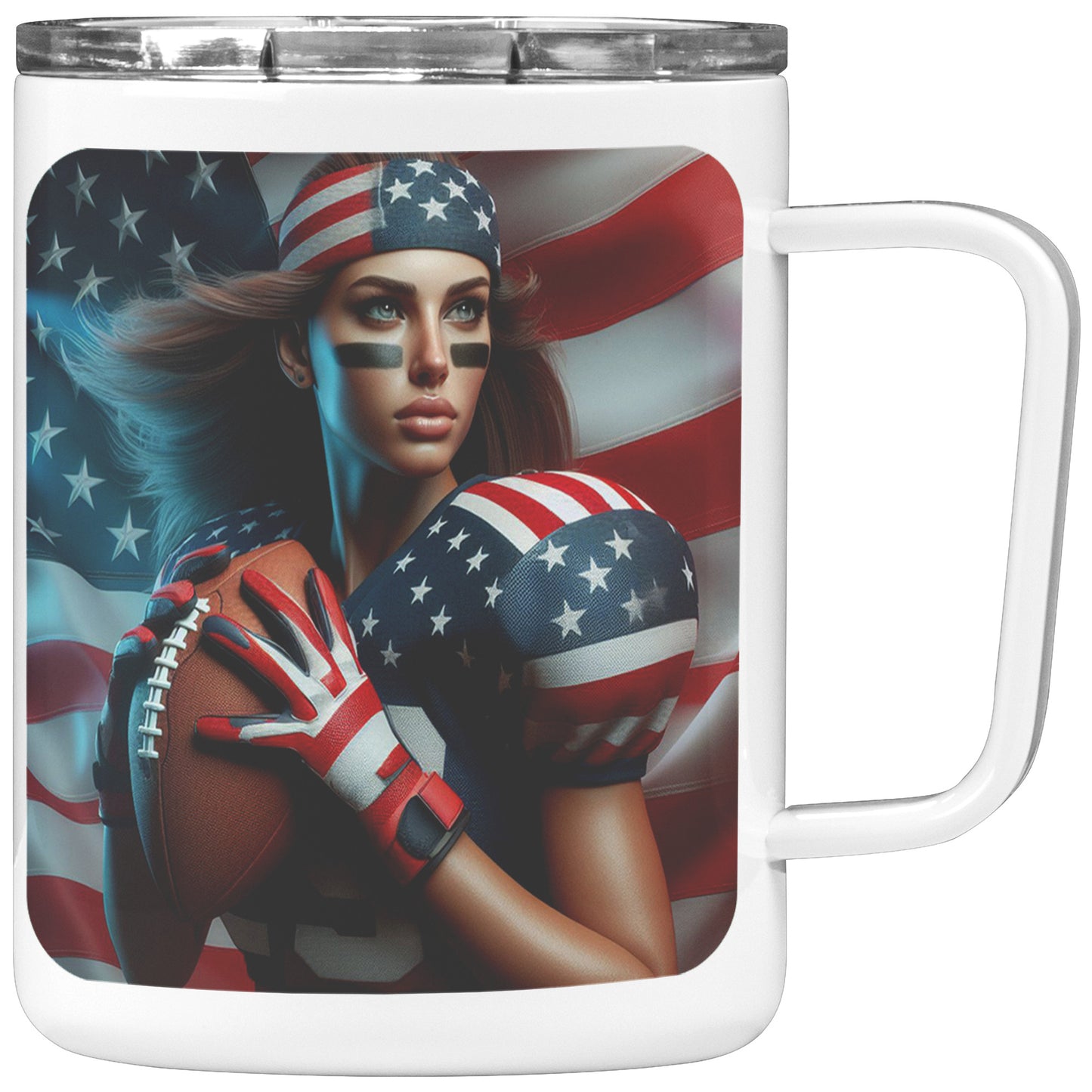Woman Football Player - Insulated Coffee Mug #36
