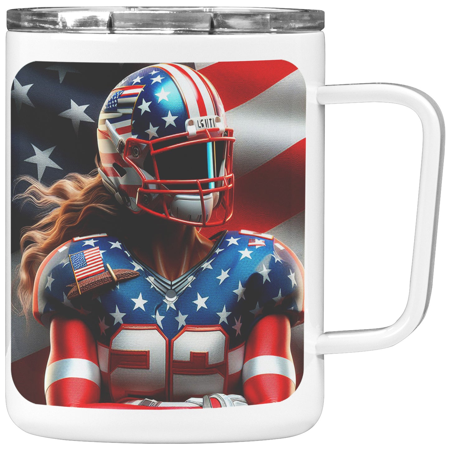 Woman Football Player - Insulated Coffee Mug #13