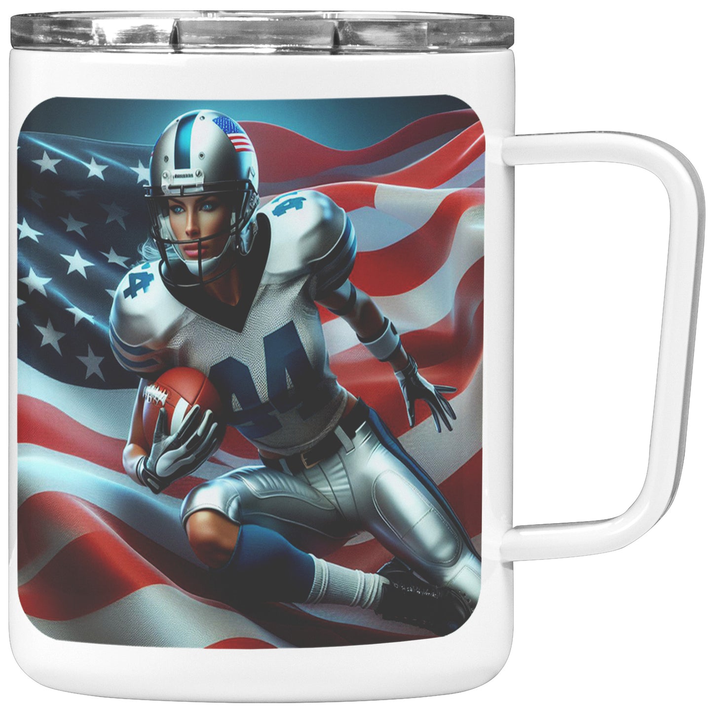 Woman Football Player - Insulated Coffee Mug #29