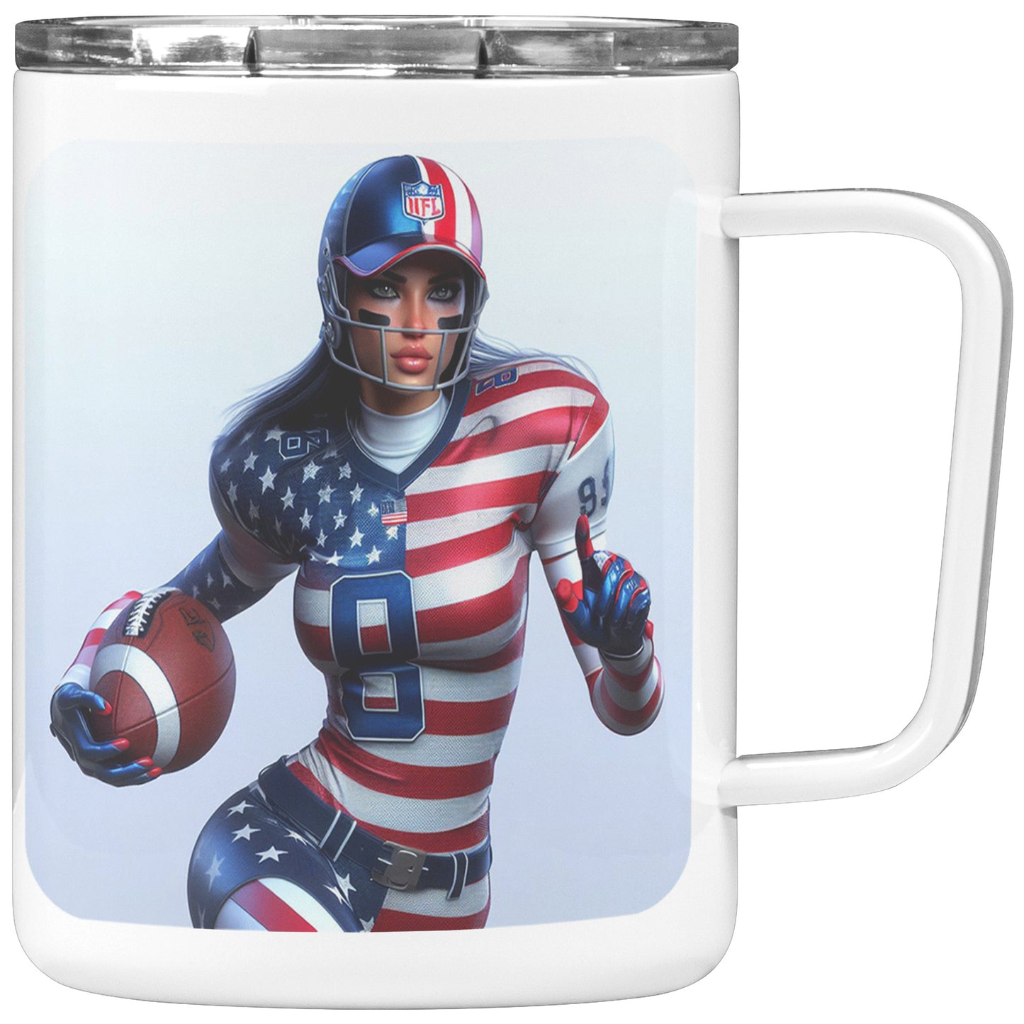 Woman Football Player - Insulated Coffee Mug #8