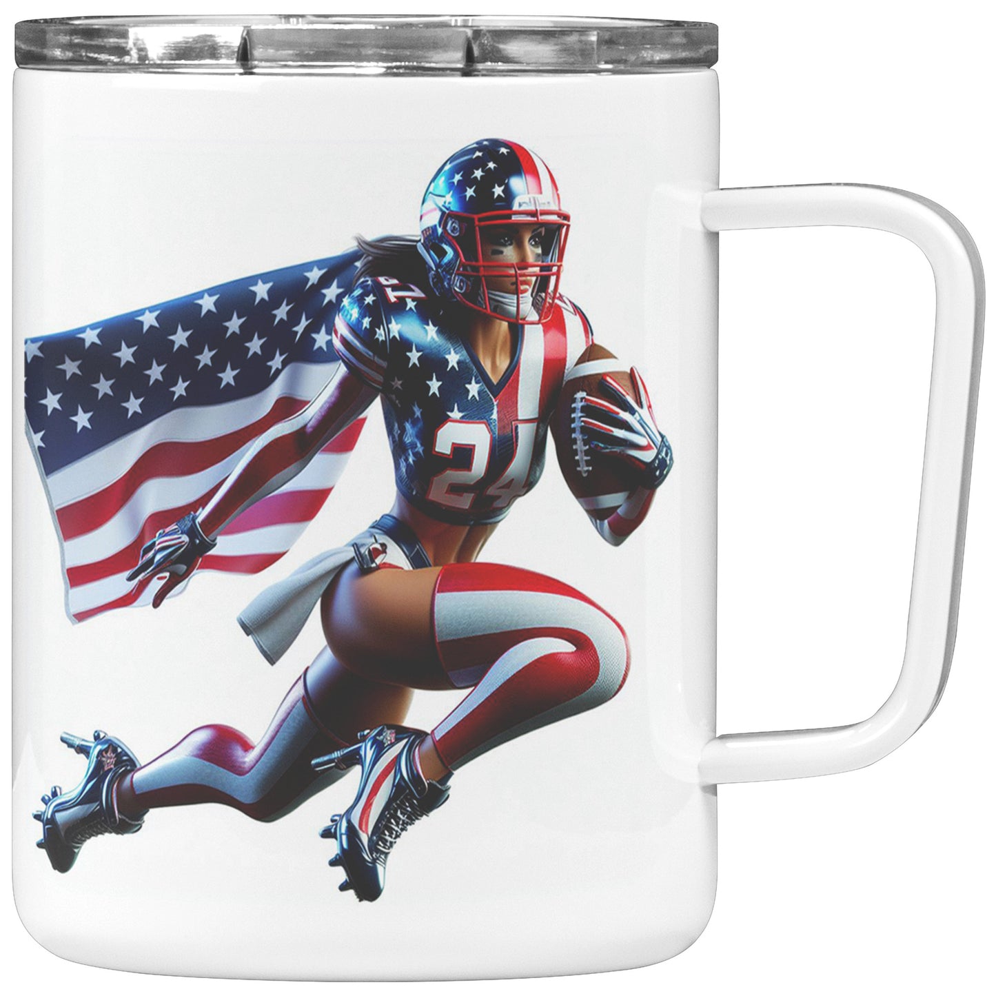 Woman Football Player - Insulated Coffee Mug #7