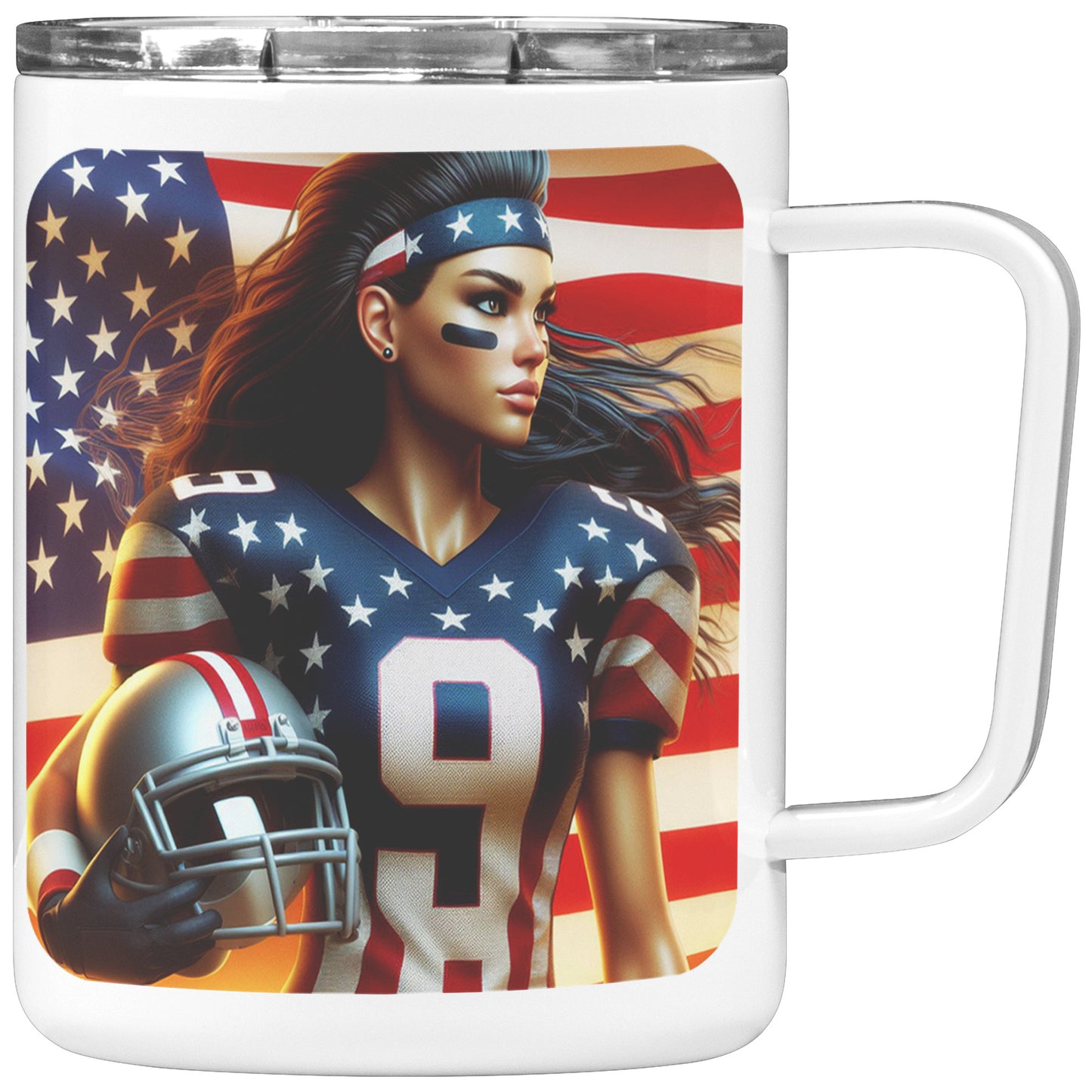 Woman Football Player - Insulated Coffee Mug #33