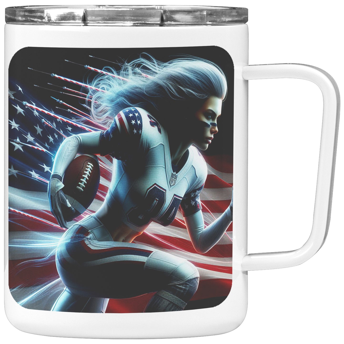 Woman Football Player - Insulated Coffee Mug #11