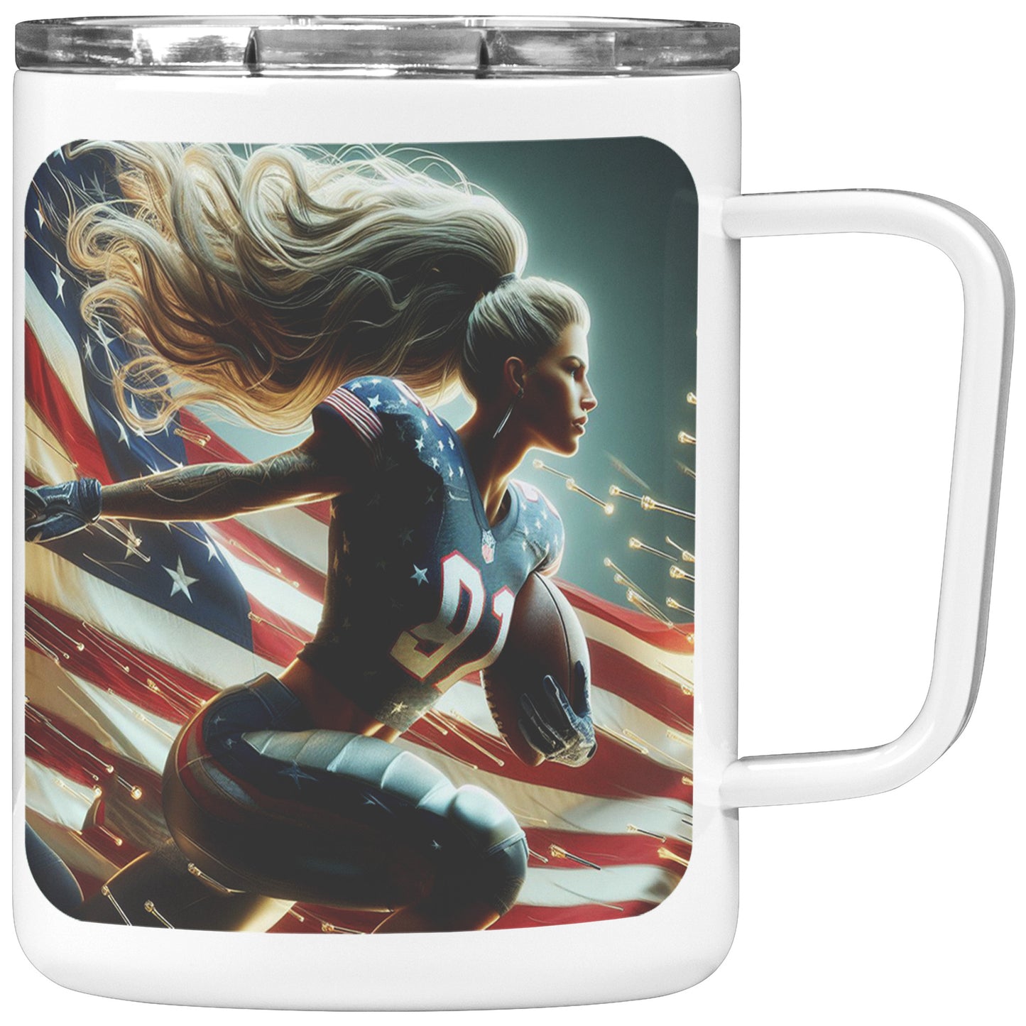 Woman Football Player - Insulated Coffee Mug #31