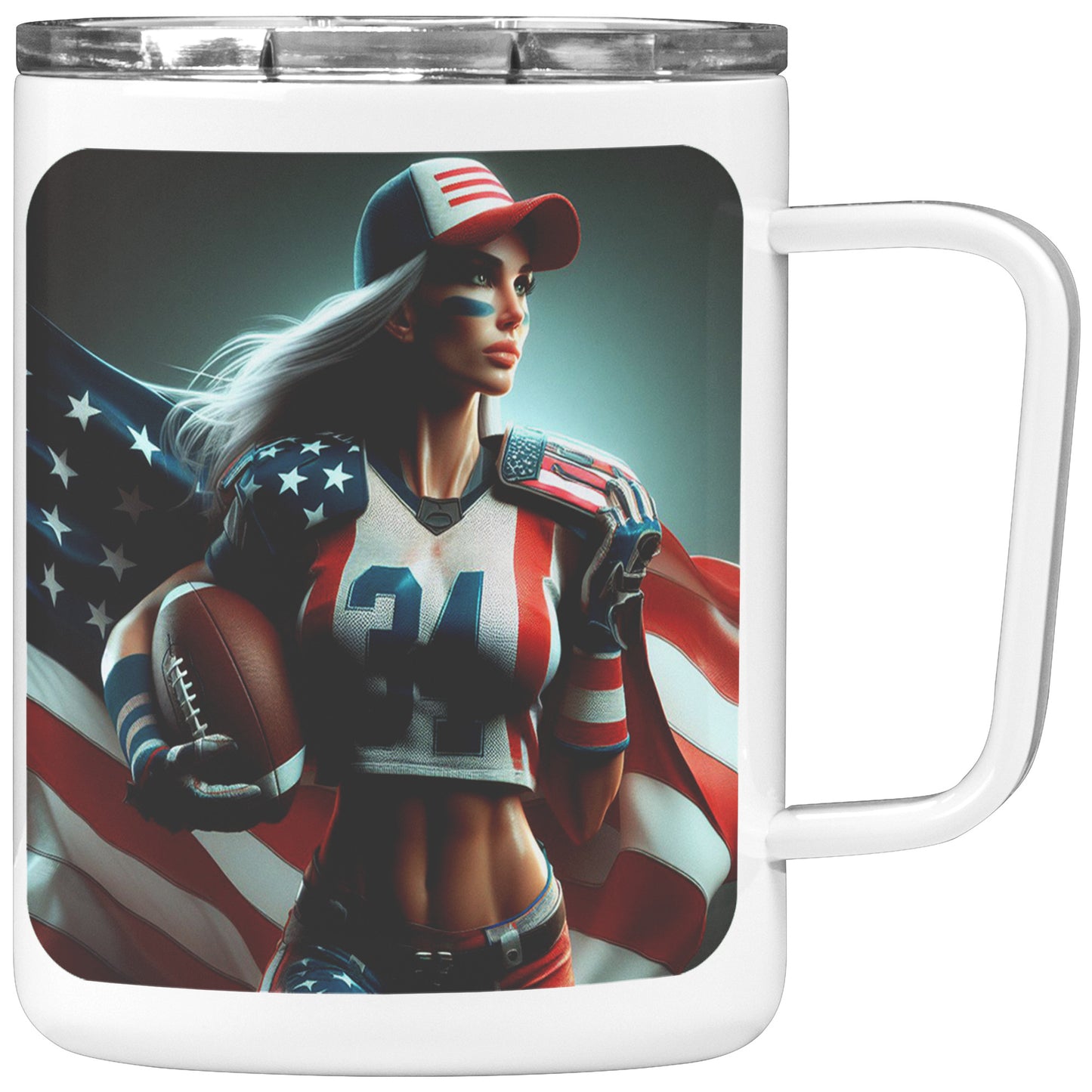 Woman Football Player - Insulated Coffee Mug #15