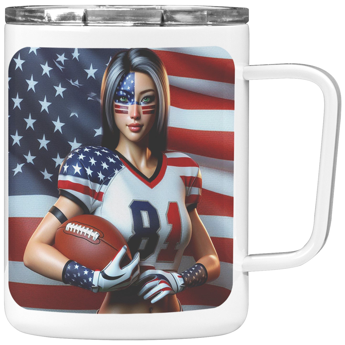 Woman Football Player - Insulated Coffee Mug #18