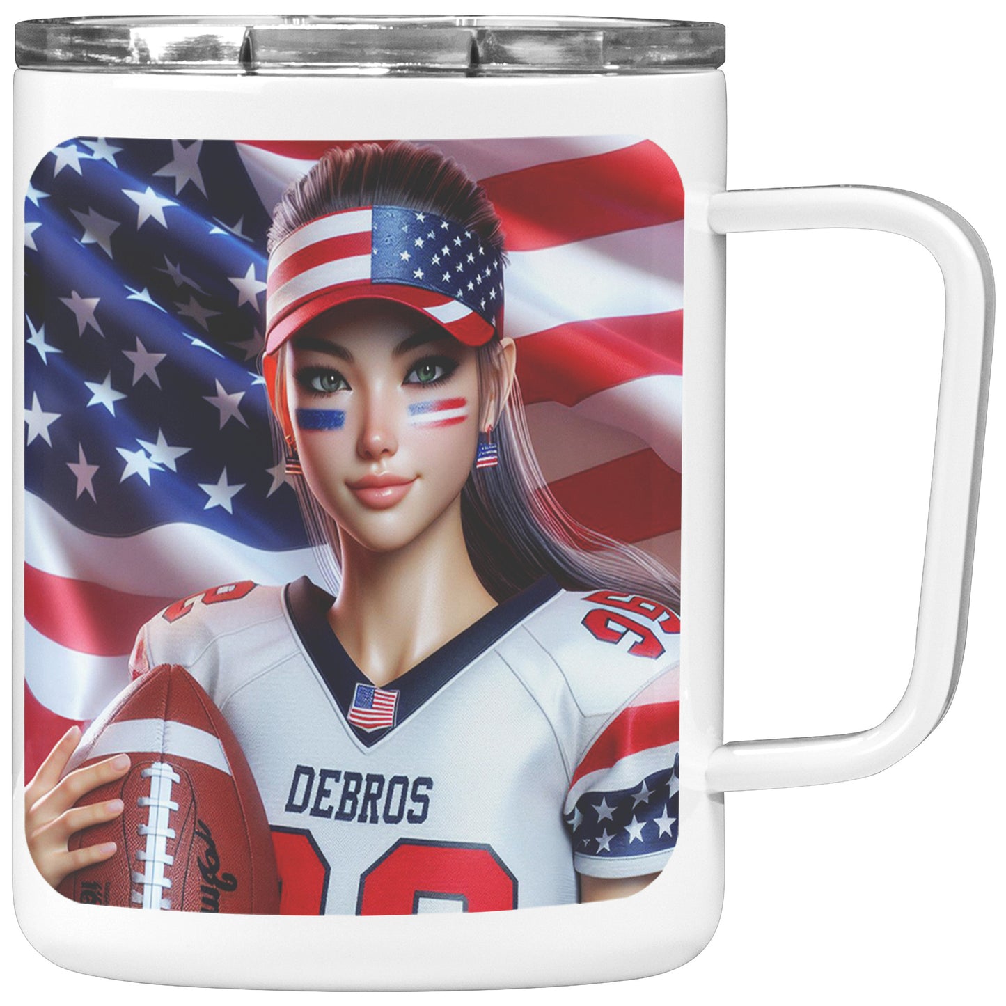 Woman Football Player - Insulated Coffee Mug #38
