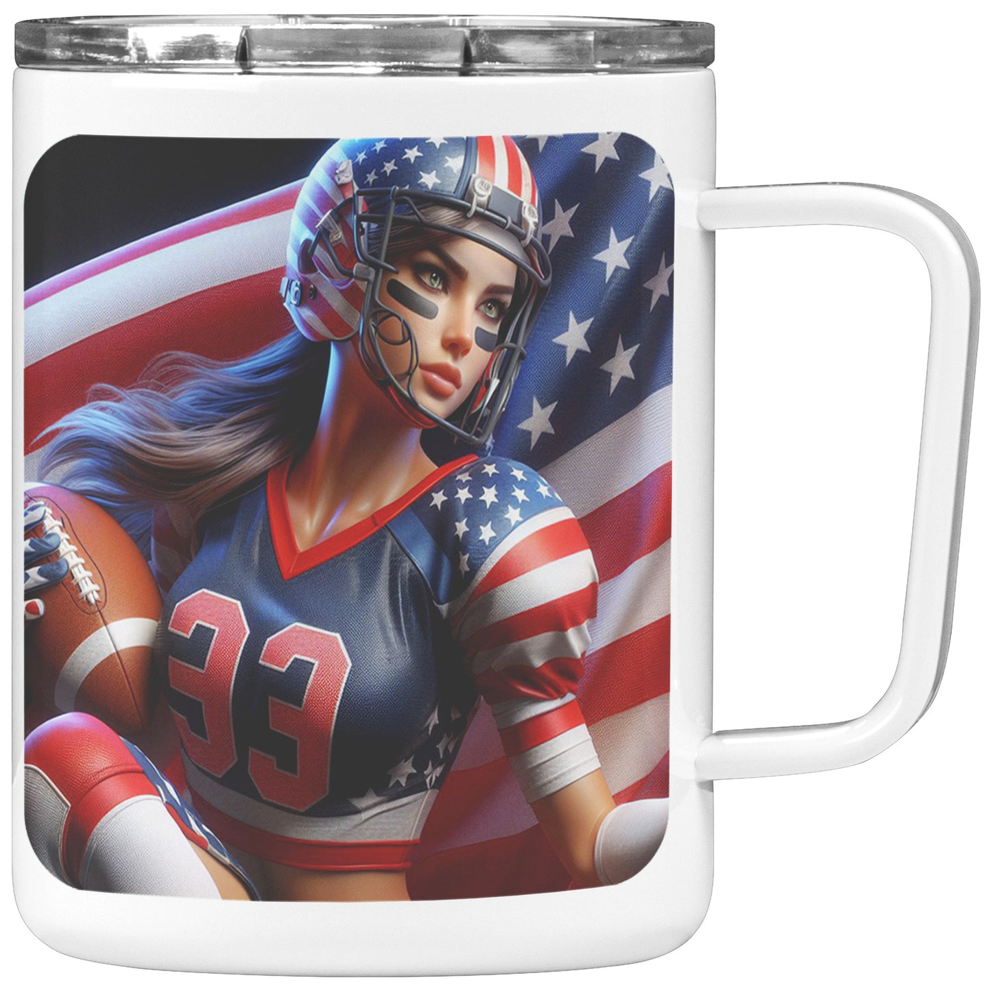 Woman Football Player - Insulated Coffee Mug #42