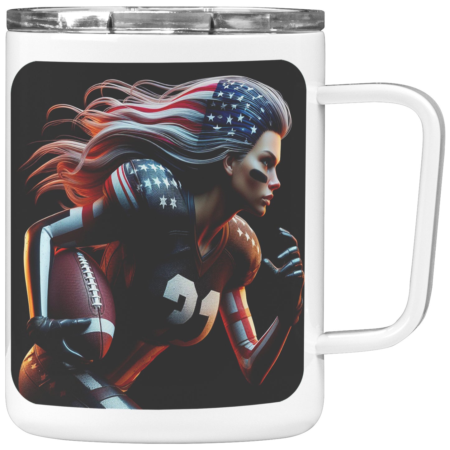 Woman Football Player - Insulated Coffee Mug #20
