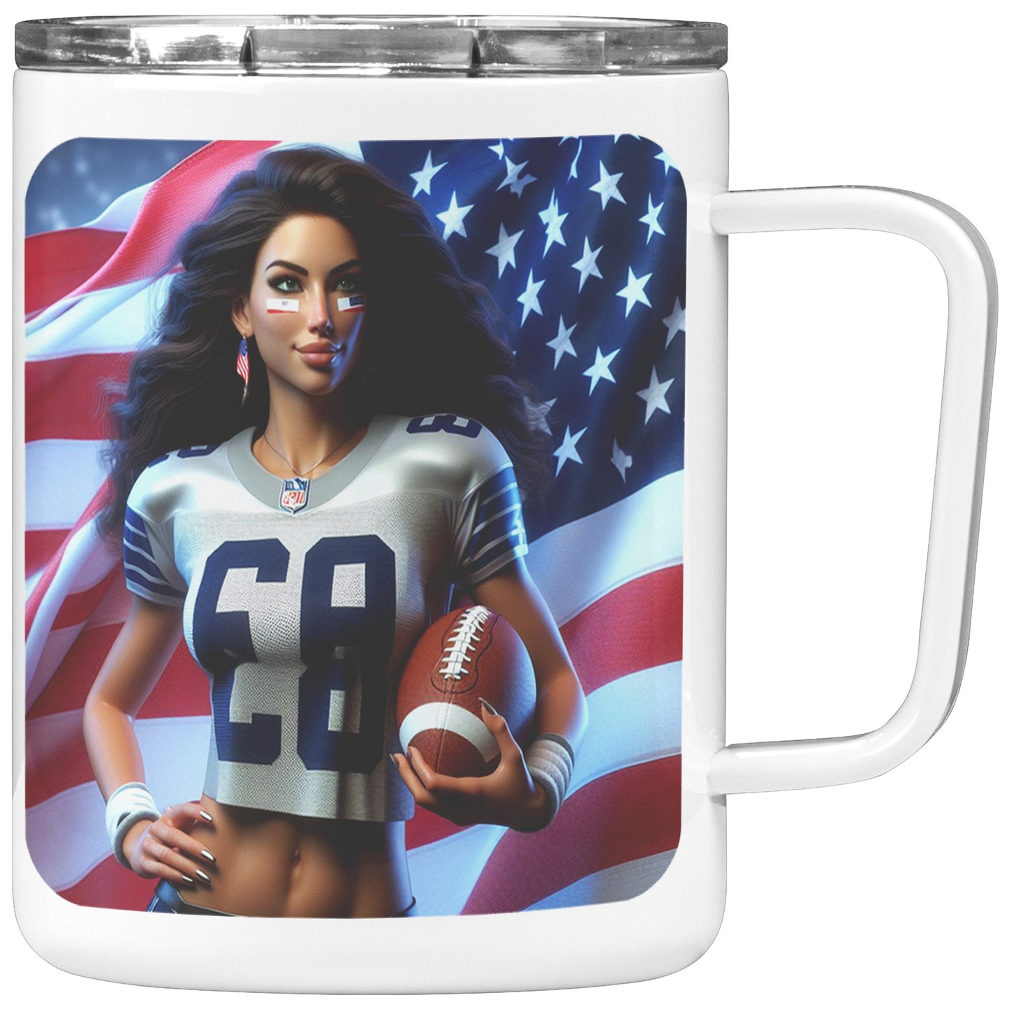 Woman Football Player - Insulated Coffee Mug #21
