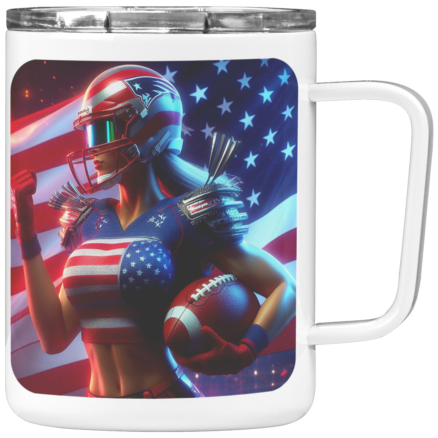Woman Football Player - Insulated Coffee Mug #14