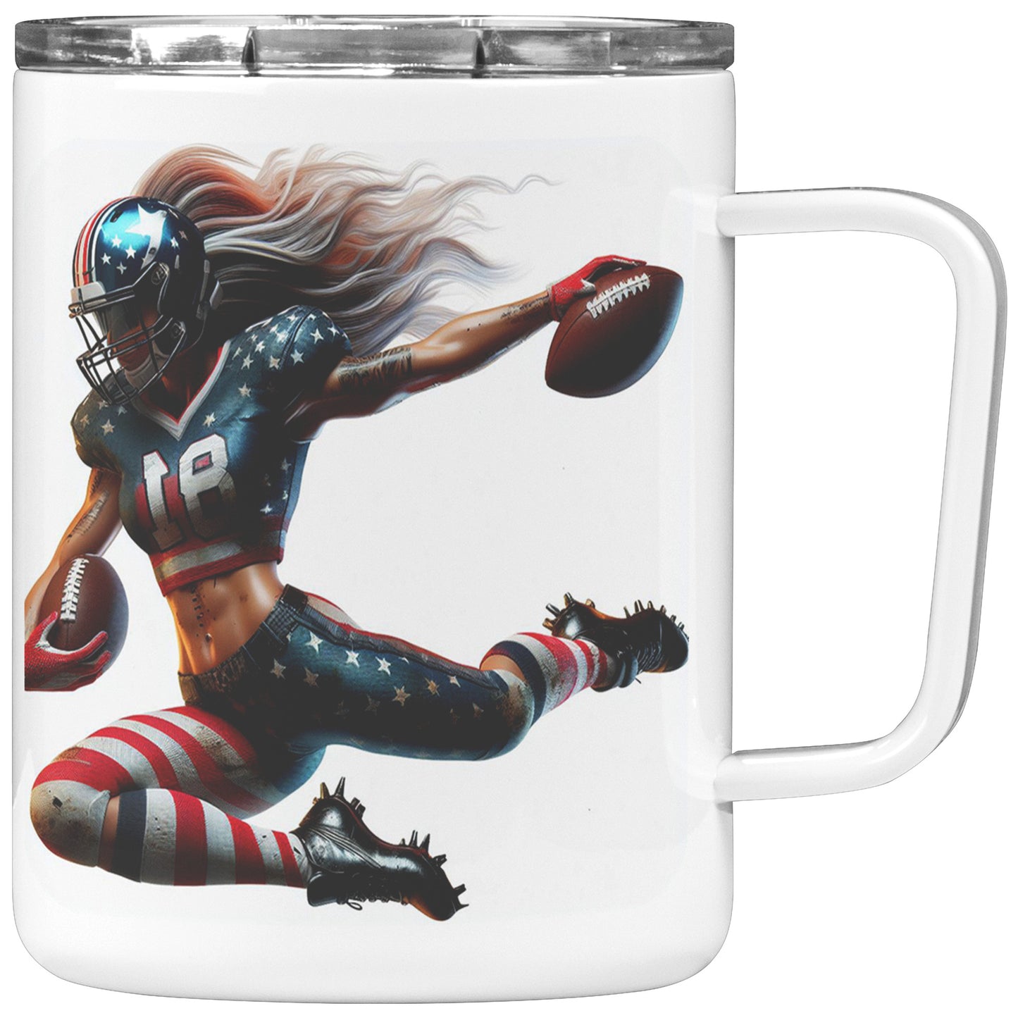 Woman Football Player - Insulated Coffee Mug #4