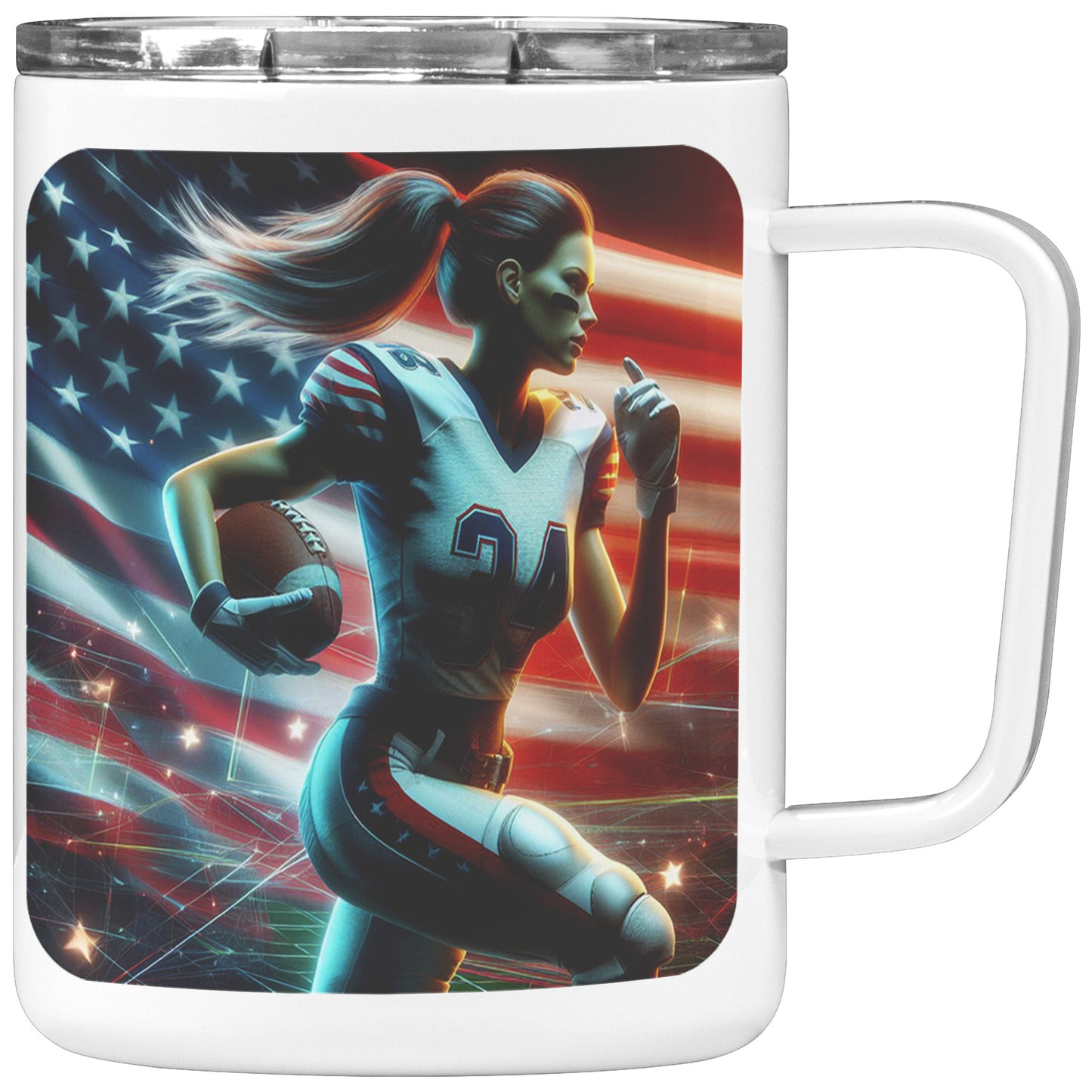 Woman Football Player - Insulated Coffee Mug #43