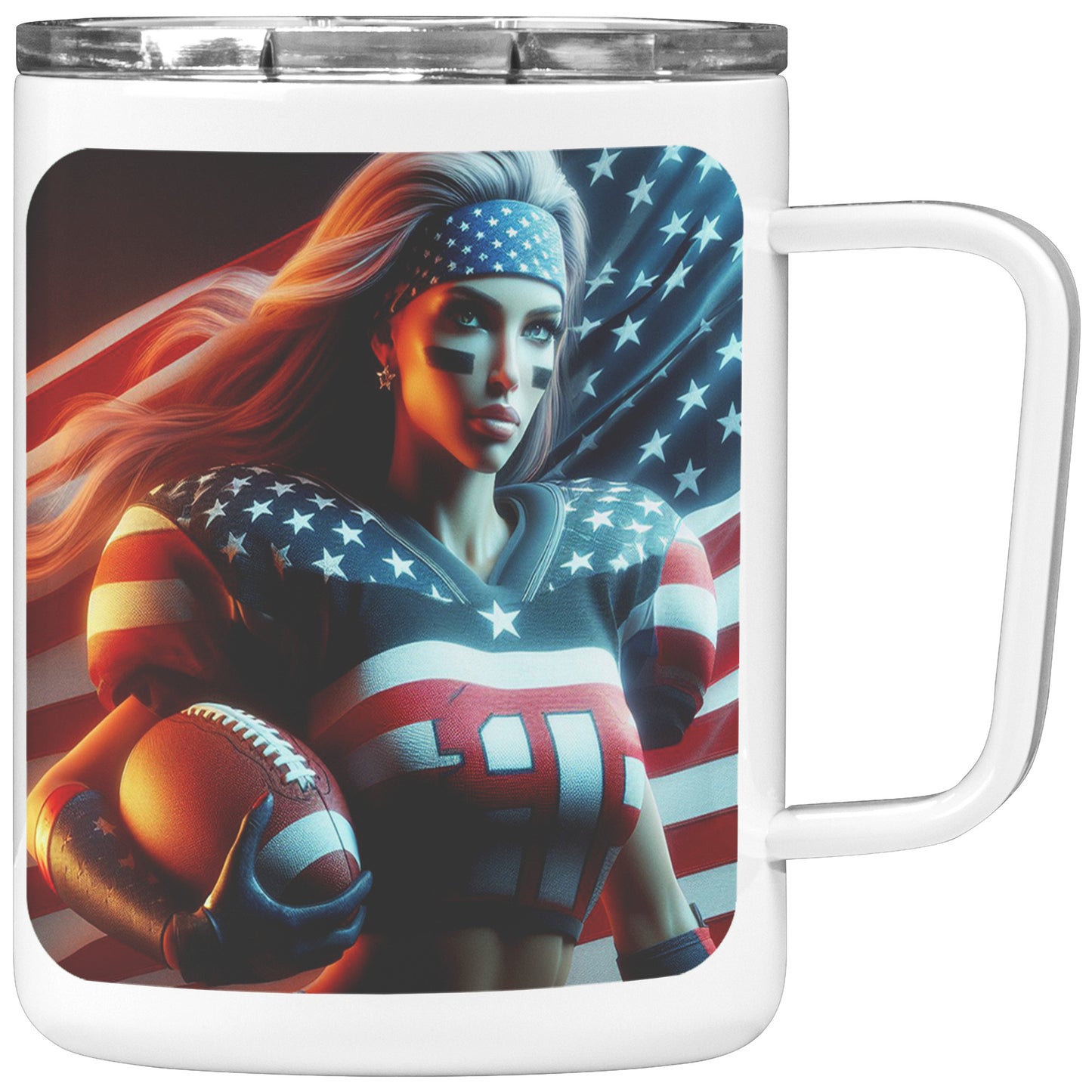 Woman Football Player - Insulated Coffee Mug #19