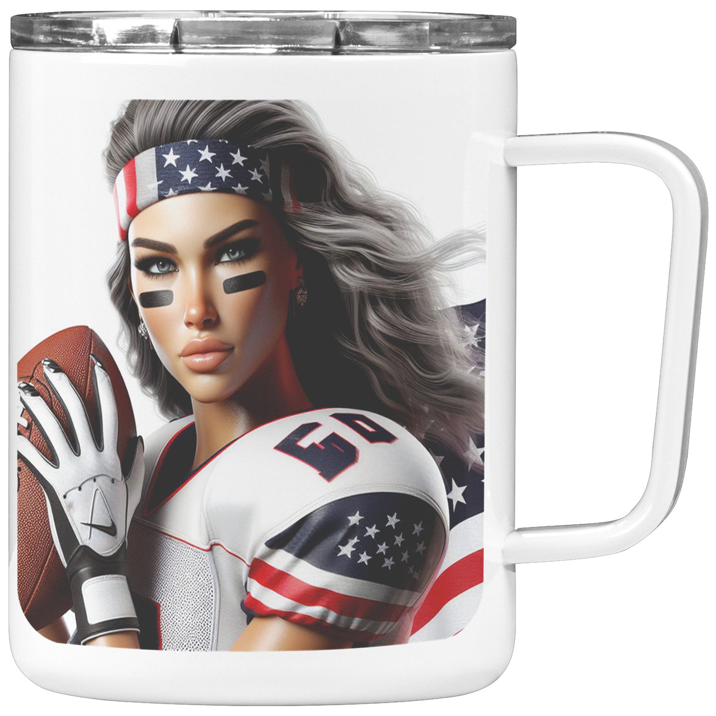 Woman Football Player - Insulated Coffee Mug #28